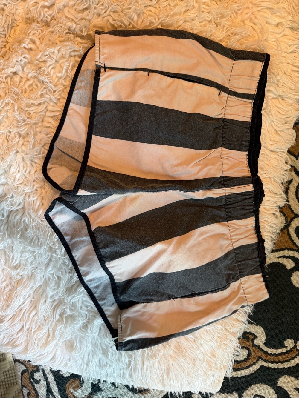 Hurley Black and Cream Striped Shorts